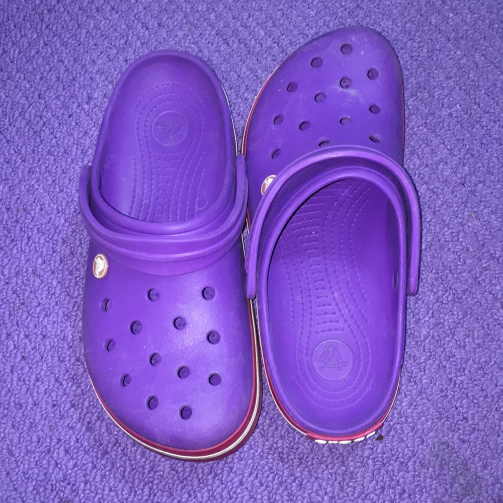 Purple and Pink Crocs
